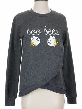 Latched Mama Charcoal Gray "Boo Bees" Maternity Nursing Sweatshirt